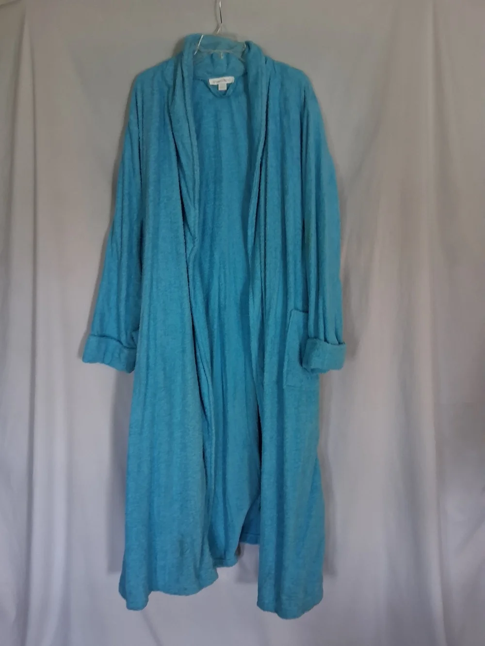 Turquoise Open-Front Long Cozy Robe/Cardigan - Picture 2 of 5